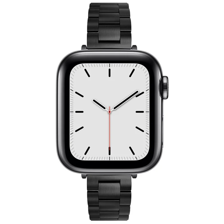 для apple watch series 8 / 7 41 мм / серия 6 / 5 / 4 / se (2022) / se 40 мм / серия 3 / 2 / 1 38 -мм металлическая часовая полоса три бусина слим -браслетный ремешок - черный