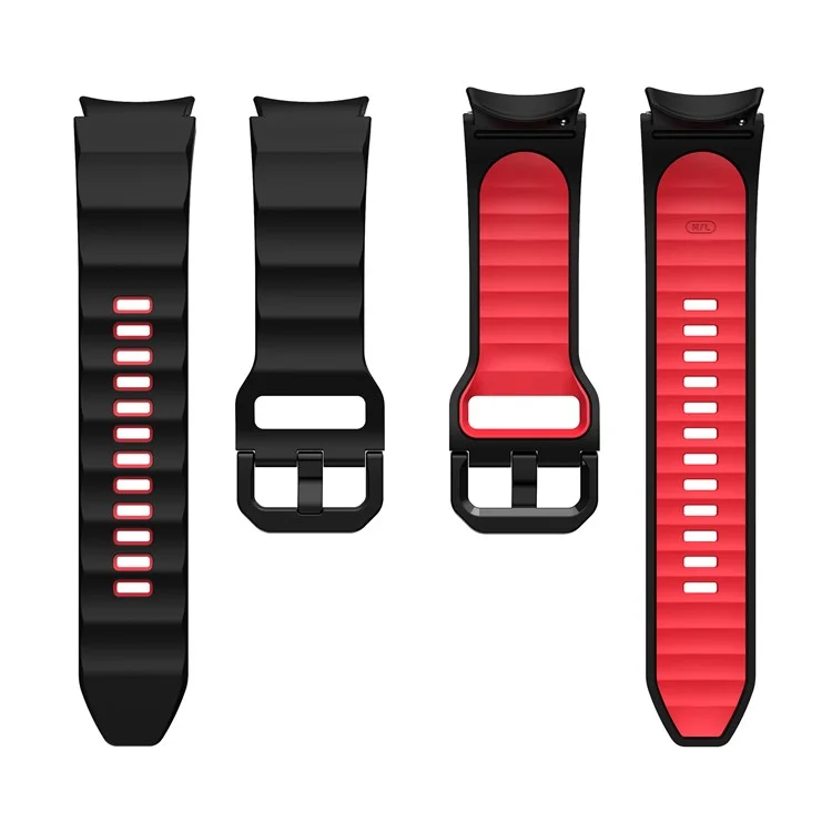 pour samsung galaxy watch 4 40 mm / 44 mm / regarder 4 classiques 42 mm / 46 mm / regarder 5 40 mm / 44 mm / regarder 5 pro 45 mm grain soft silicone watch band bracelet bracelet sports - noir / rouge