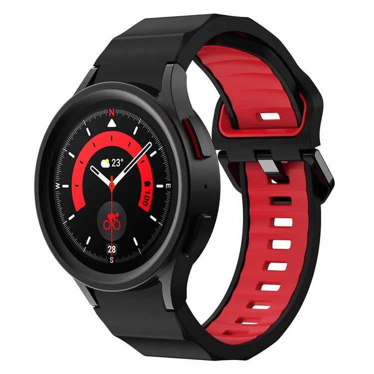 pour samsung galaxy watch 4 40 mm / 44 mm / regarder 4 classiques 42 mm / 46 mm / regarder 5 40 mm / 44 mm / regarder 5 pro 45 mm grain soft silicone watch band bracelet bracelet sports - noir / rouge