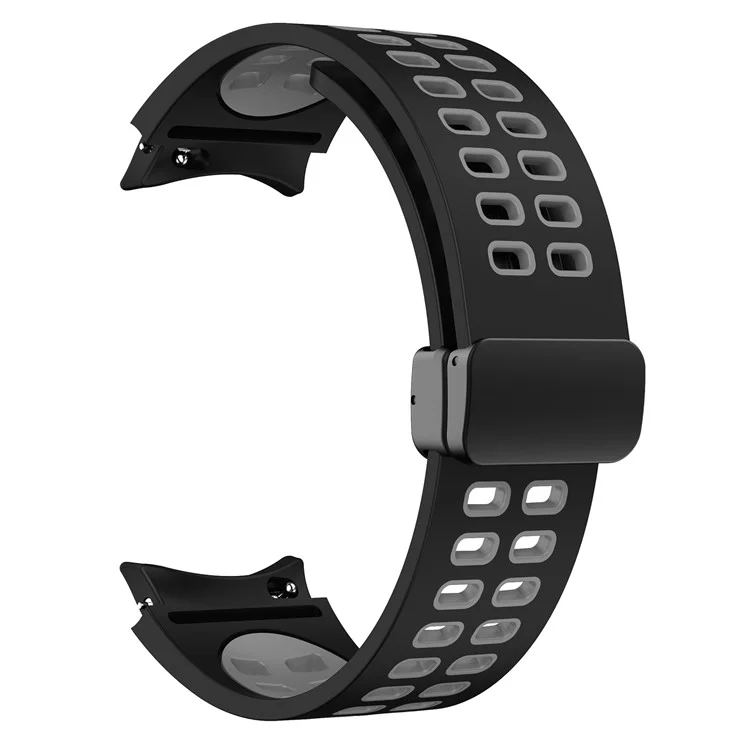 For Samsung Galaxy Watch6 40mm 44mm / Watch6 Classic 43mm 47mm / Watch 5 40mm 44mm / 5 Pro 45mm / Watch4 40mm 44mm Silicone Watch Band Folding Buckle Dual Color Sport Strap - Black / Grey