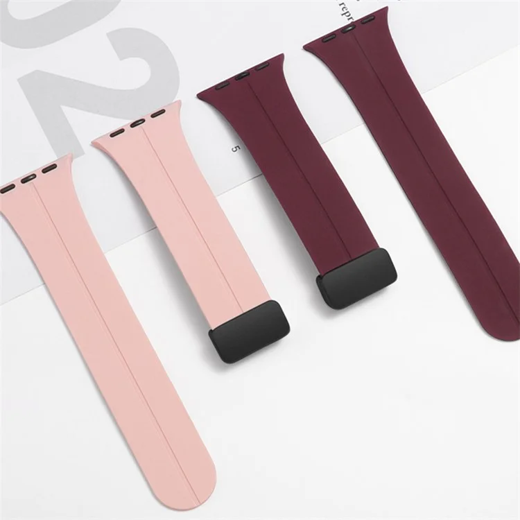для apple watch series 8 / 7 41 мм / серия 6 / 5 / 4 / se (2022) / se 40 мм / серия 3 / 2 / 1 38-мм силиконовая часовая полоса anti-sweat sport bess с магнитной складной пряжкой - розовый
