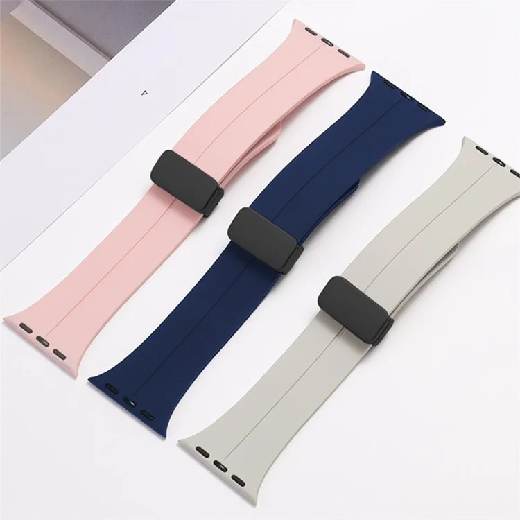 для apple watch series 8 / 7 41 мм / серия 6 / 5 / 4 / se (2022) / se 40 мм / серия 3 / 2 / 1 38-мм силиконовая часовая полоса anti-sweat sport bess с магнитной складной пряжкой - розовый