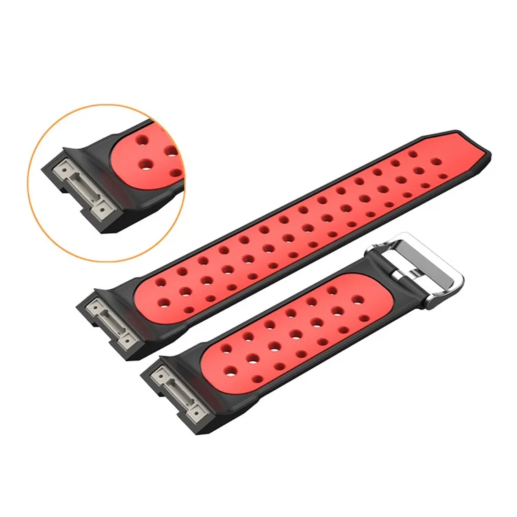 Para Huawei Watch GT Cyber ​​múltiplo Projeto Design Silicone Watch Strap Double Color Watchband - Preto / Vermelho