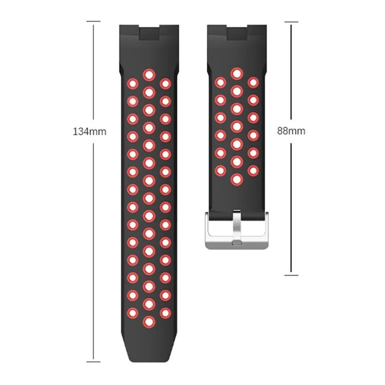 Para Huawei Watch GT Cyber ​​múltiplo Projeto Design Silicone Watch Strap Double Color Watchband - Preto / Vermelho