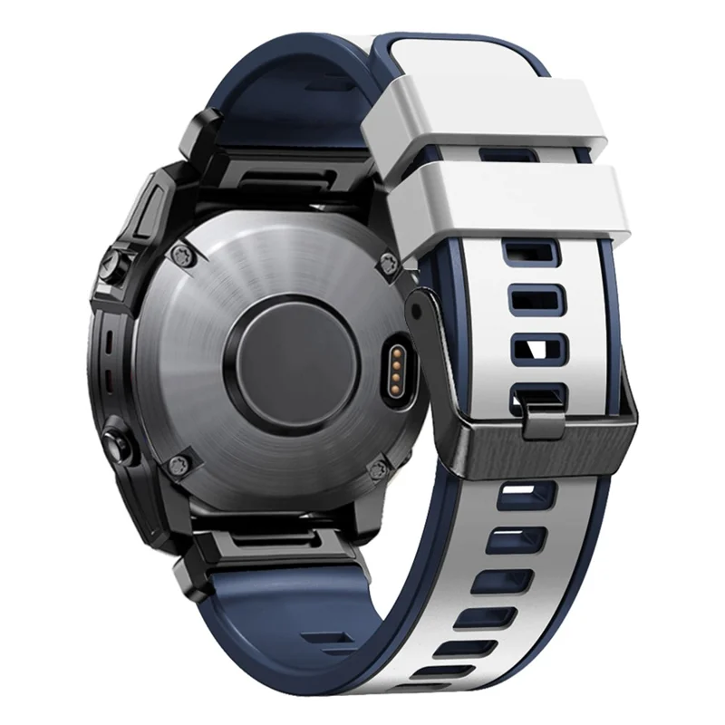 For Garmin Descent G1 / Instinct 2 Watch Strap Replacement Quick Release Dual-color Silicone Watch Band  - White  /  Blue