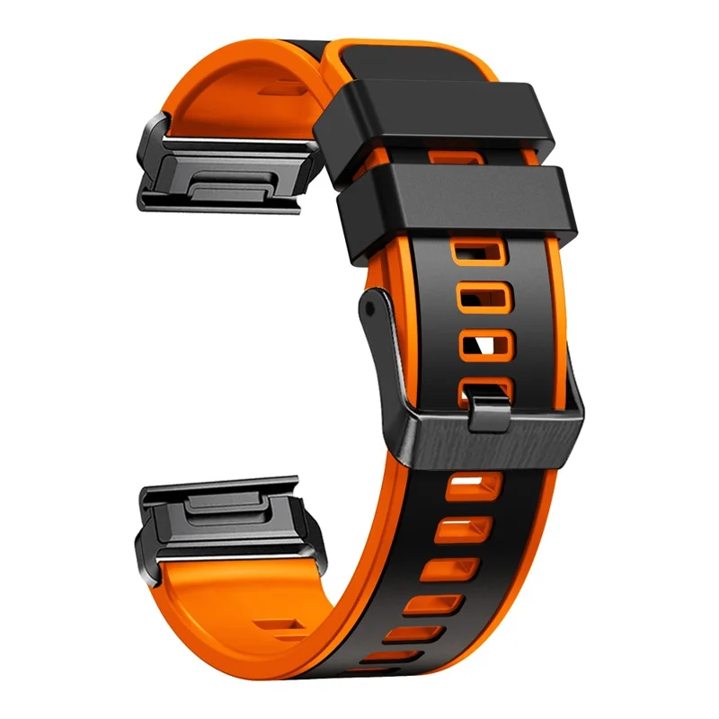 Para Garmin Descent G1 / Instinct 2 Reloj Correa de Repuesto Liberación Rápida Correa de Silicona de Dos Colores - Negro / Naranja