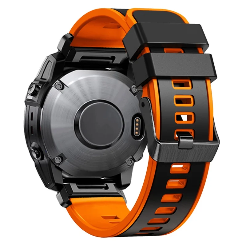 Para Garmin Descent G1 / Instinct 2 Reloj Correa de Repuesto Liberación Rápida Correa de Silicona de Dos Colores - Negro / Naranja