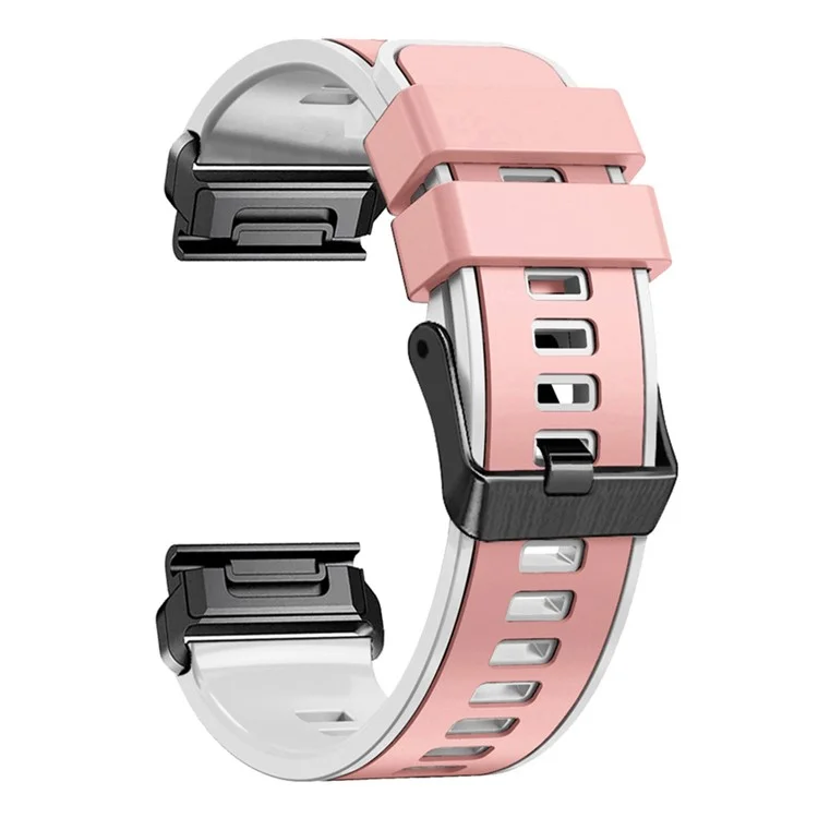 Per Garmin Tactix 7 Pro / Tactix Delta Sostituzione Delta Release Quick Release Dual-color Soft Silicone Sport Watch Band - Rosa / Bianca