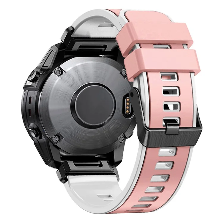 Per Garmin Tactix 7 Pro / Tactix Delta Sostituzione Delta Release Quick Release Dual-color Soft Silicone Sport Watch Band - Rosa / Bianca