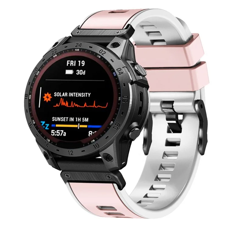 Per Garmin Tactix 7 Pro / Tactix Delta Sostituzione Delta Release Quick Release Dual-color Soft Silicone Sport Watch Band - Rosa / Bianca