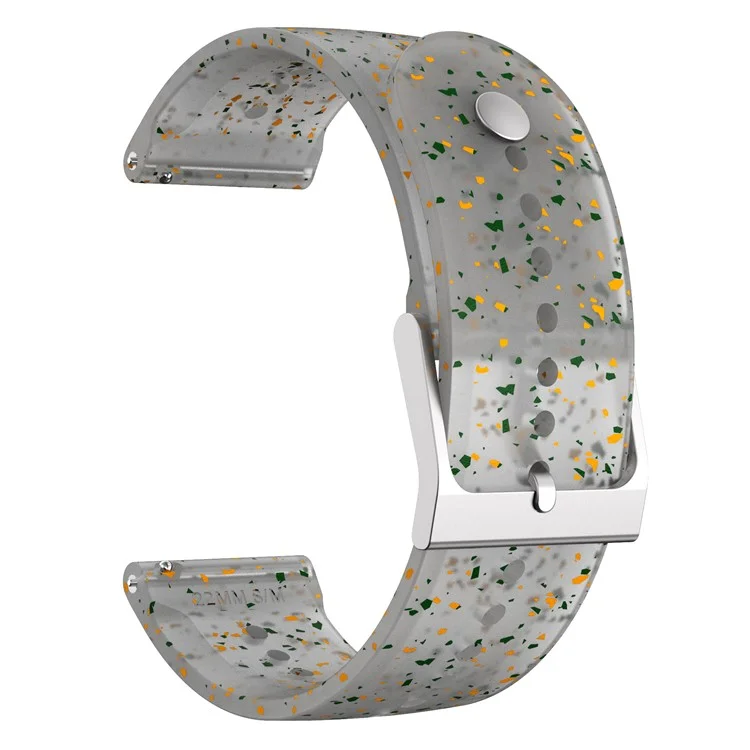 Correa de silicona de 22 mm con hebilla de acero inoxidable estampada con patrón para Garmin Vivoactive 4 / Venu2 - Rojo Amarillo / Gris Transparente