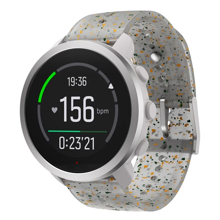 Correa de silicona de 22 mm con hebilla de acero inoxidable estampada con patrón para Garmin Vivoactive 4 / Venu2 - Rojo Amarillo / Gris Transparente