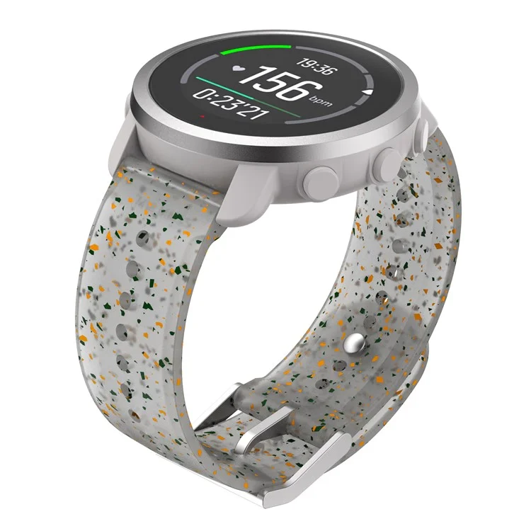 Correa de silicona de 22 mm con hebilla de acero inoxidable estampada con patrón para Garmin Vivoactive 4 / Venu2 - Rojo Amarillo / Gris Transparente