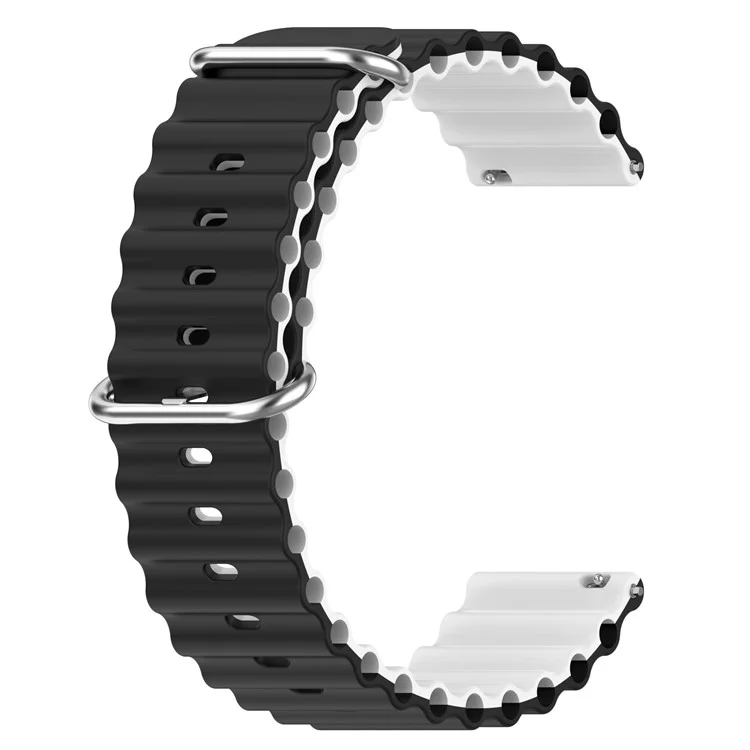 Pour Garmin Vivoactive 4 / Garmin Venu 2 Bracelet de montre universel en silicone 22 mm de conception ondulée à double couleur - Noir / Blanc