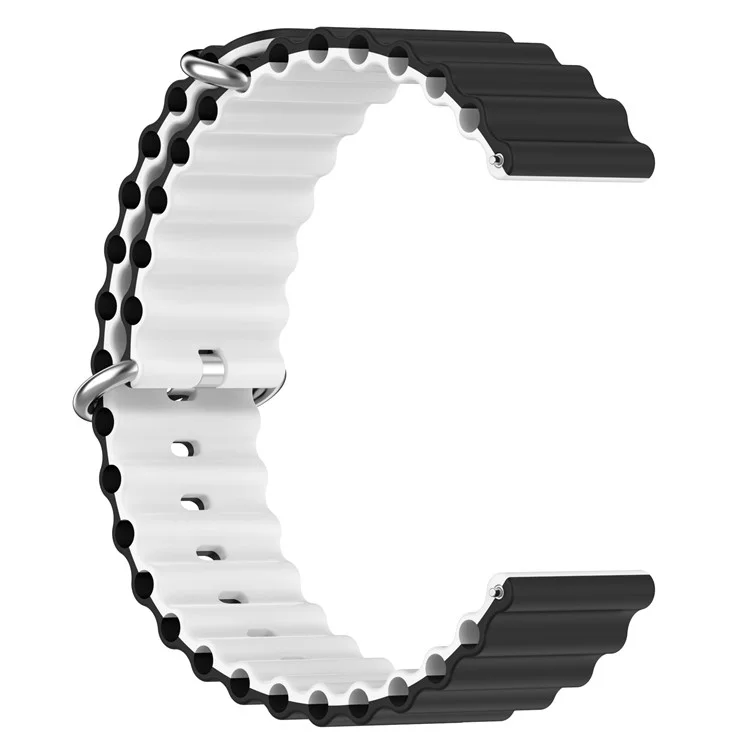 Pour Garmin Vivoactive 4 / Garmin Venu 2 Bracelet de montre universel en silicone 22 mm de conception ondulée à double couleur - Noir / Blanc