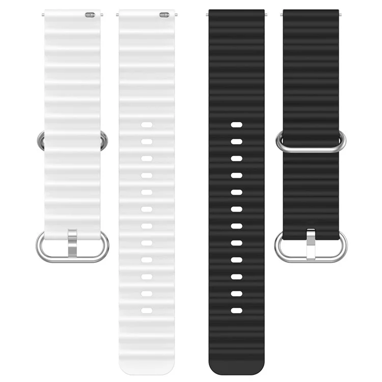 Pour Garmin Vivoactive 4 / Garmin Venu 2 Bracelet de montre universel en silicone 22 mm de conception ondulée à double couleur - Noir / Blanc