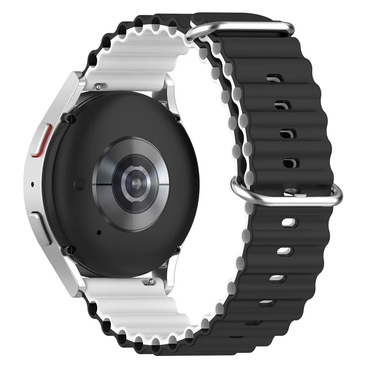 Pour Garmin Vivoactive 4 / Garmin Venu 2 Bracelet de montre universel en silicone 22 mm de conception ondulée à double couleur - Noir / Blanc