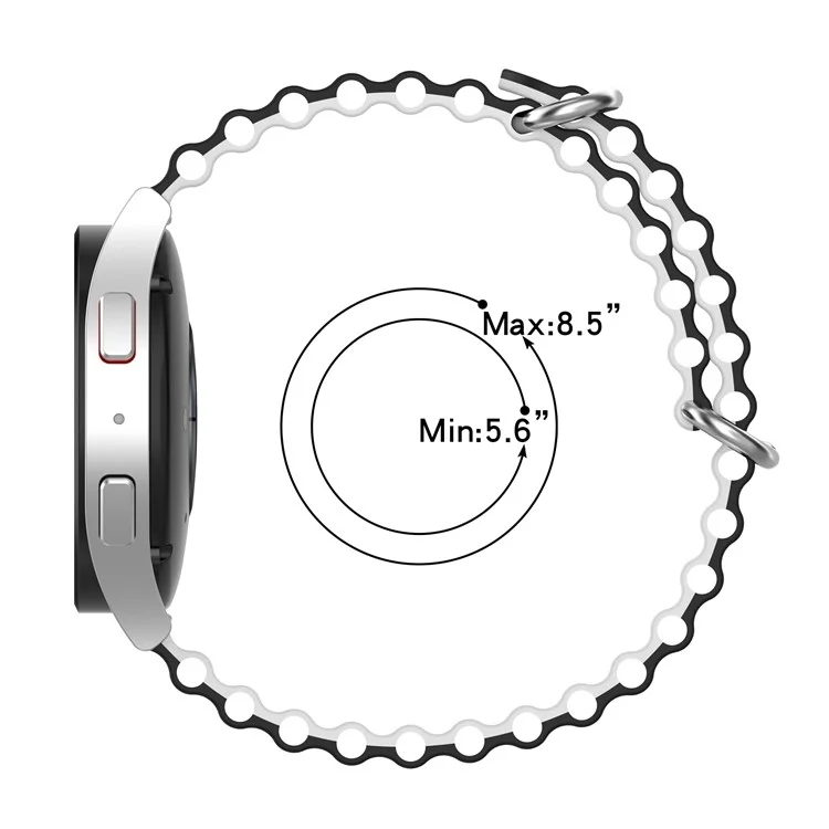 Pour Garmin Vivoactive 4 / Garmin Venu 2 Bracelet de montre universel en silicone 22 mm de conception ondulée à double couleur - Noir / Blanc