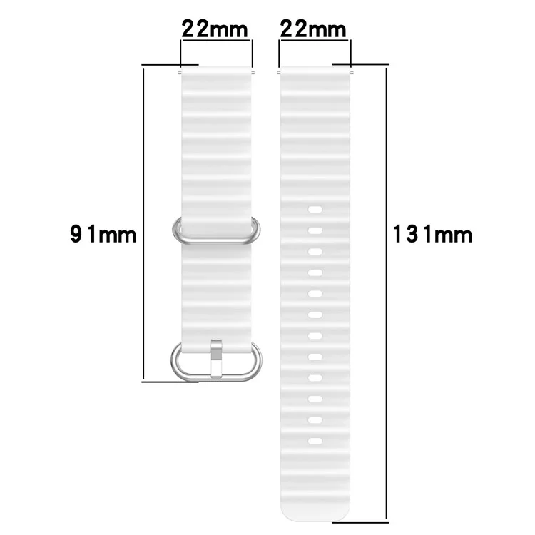 Pour Garmin Vivoactive 4 / Garmin Venu 2 Bracelet de montre universel en silicone 22 mm de conception ondulée à double couleur - Noir / Blanc