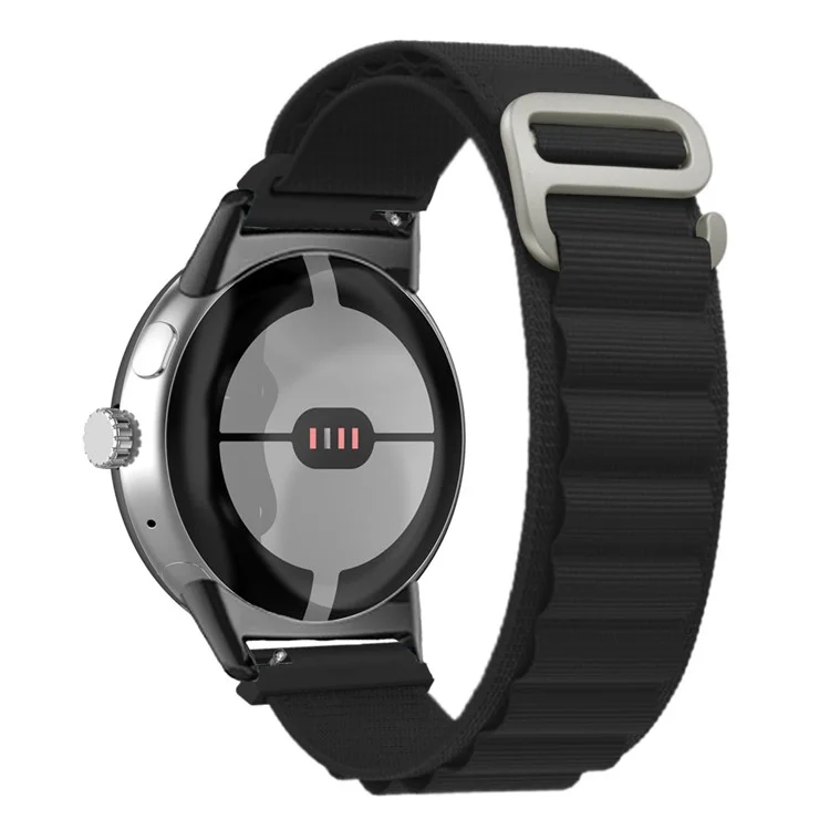 For Google Pixel Watch 3 41mm / Watch 2 / Pixel Watch Nylon Sport Wrist Strap Metal G-Hook Adjustable Watch Band with Black Connector - Black