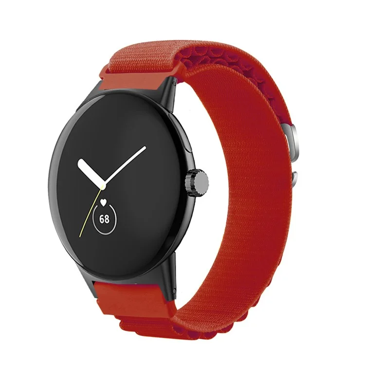 For Google Pixel Watch 3 41mm / Watch 2 / Pixel Watch Nylon Sport Wrist Strap Metal G-Hook Adjustable Watch Band with Black Connector - Brilliant Red