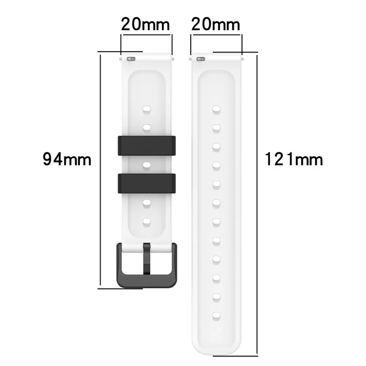 Para Garmin Venu 2 Plus / Venu sq Universal 20 mm Soft Silicone Watch Band Band Big Hole Design Strap de Reloj de Color Doble - Negro / Blanco