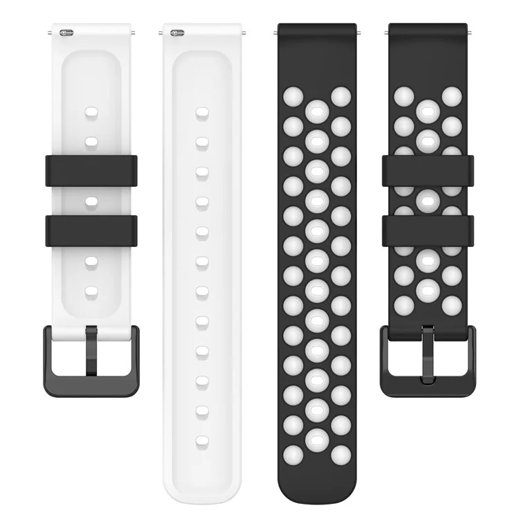 Für Garmin Forerunner 255 / 745 Universal 22 mm Bi-color Weiches Silikon-uhr-band Big Hole Design Watch Armband - Schwarz / Weiß