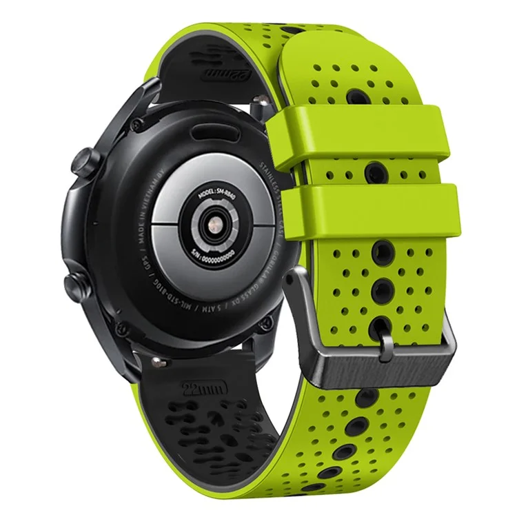 For Garmin Forerunner 255 / 745 Universal 22mm Bi-color Soft Silicone Watch Band Dual Color Watch Strap - Lime / Black