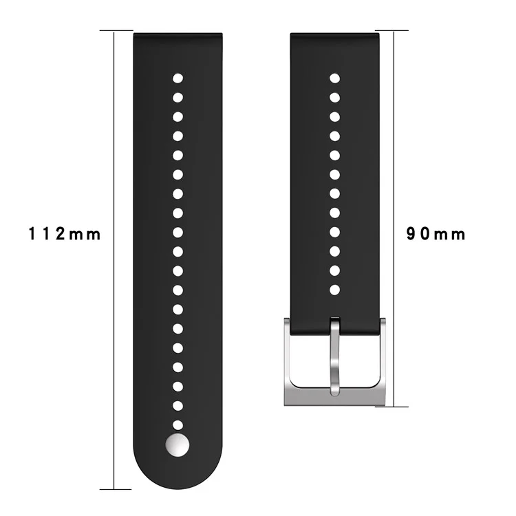 For Garmin Vivoactive 4 / Garmin Venu 2 Universal 22mm Soft Silicone Watch Band Strap Replacement with Steel Buckle - Black