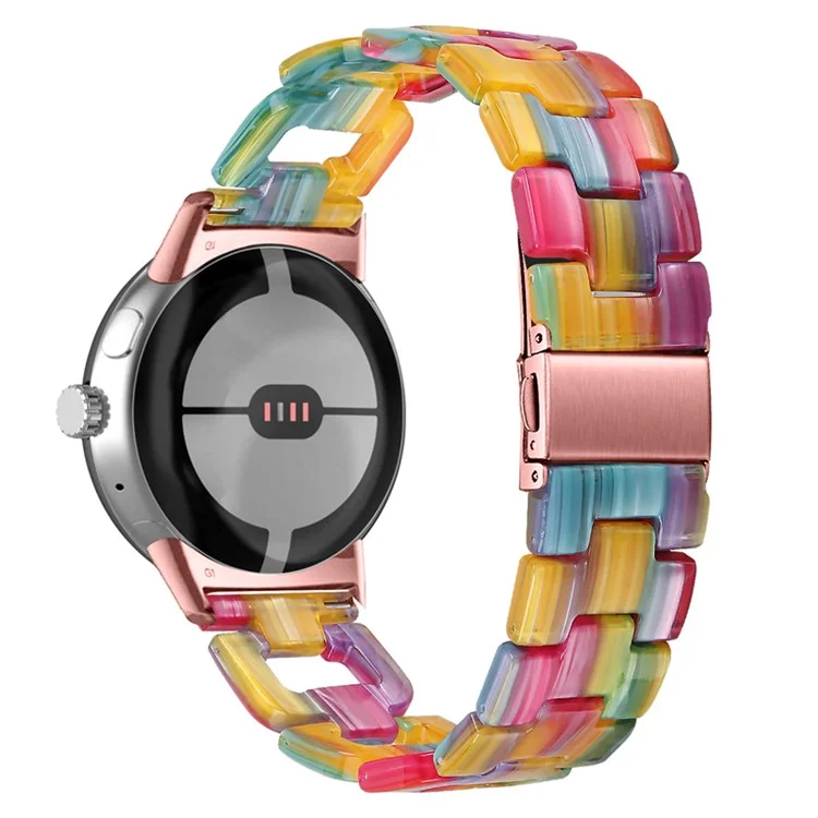 Per Google Pixel Watch 3 41mm / Watch 2 / Pixel Watch D Shape Resin Band Bracciale Fibbia in Acciaio Inossidabile Cinturino di Ricambio - Arcobaleno