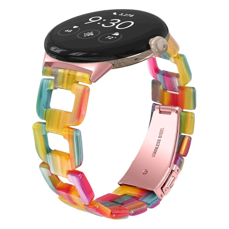 Per Google Pixel Watch 3 41mm / Watch 2 / Pixel Watch D Shape Resin Band Bracciale Fibbia in Acciaio Inossidabile Cinturino di Ricambio - Arcobaleno