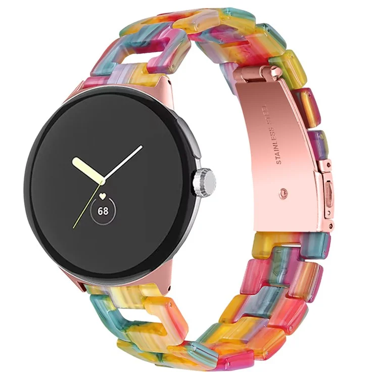 Per Google Pixel Watch 3 41mm / Watch 2 / Pixel Watch D Shape Resin Band Bracciale Fibbia in Acciaio Inossidabile Cinturino di Ricambio - Arcobaleno