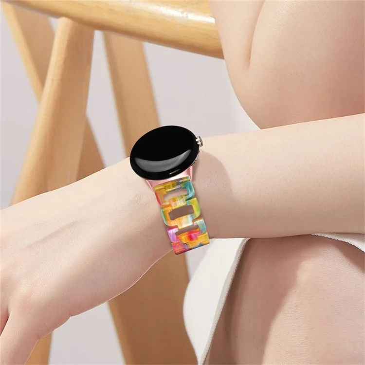 Per Google Pixel Watch 3 41mm / Watch 2 / Pixel Watch D Shape Resin Band Bracciale Fibbia in Acciaio Inossidabile Cinturino di Ricambio - Arcobaleno