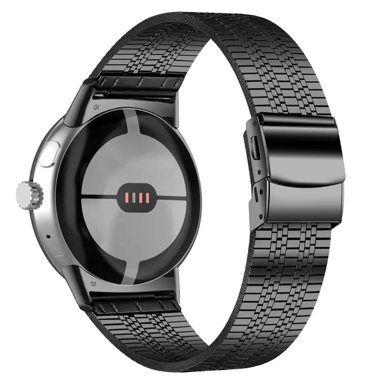 Für Google Pixel Watch 3 41 mm / Watch 2 / Pixel Watch High-End Edelstahl-Ersatz-Armband 5 Perlen Smartwatch-Band - Schwarz