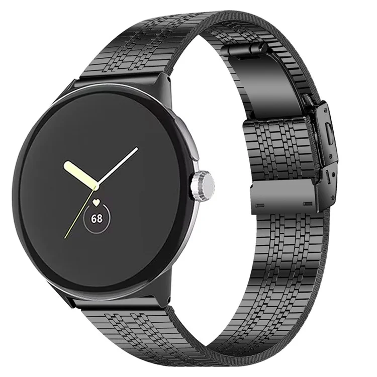 Für Google Pixel Watch 3 41 mm / Watch 2 / Pixel Watch High-End Edelstahl-Ersatz-Armband 5 Perlen Smartwatch-Band - Schwarz