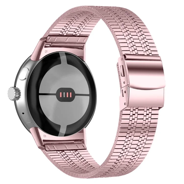 Für Google Pixel Watch 3 41mm / Watch 2 / Pixel Watch 5 Perlen Edelstahl Smartwatch-Armband Stilvoller Ersatz-Armband - Rosa