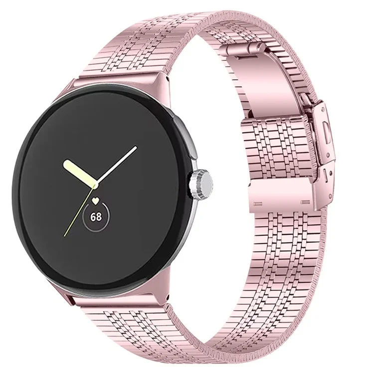 Für Google Pixel Watch 3 41mm / Watch 2 / Pixel Watch 5 Perlen Edelstahl Smartwatch-Armband Stilvoller Ersatz-Armband - Rosa