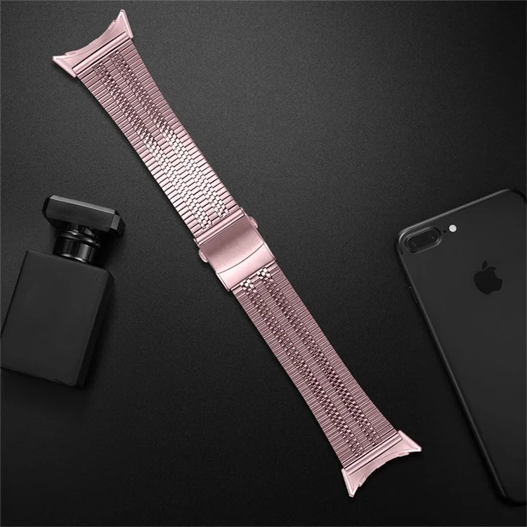 Für Google Pixel Watch 3 41mm / Watch 2 / Pixel Watch 5 Perlen Edelstahl Smartwatch-Armband Stilvoller Ersatz-Armband - Rosa