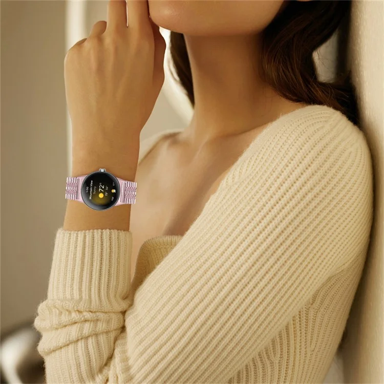 Für Google Pixel Watch 3 41mm / Watch 2 / Pixel Watch 5 Perlen Edelstahl Smartwatch-Armband Stilvoller Ersatz-Armband - Rosa