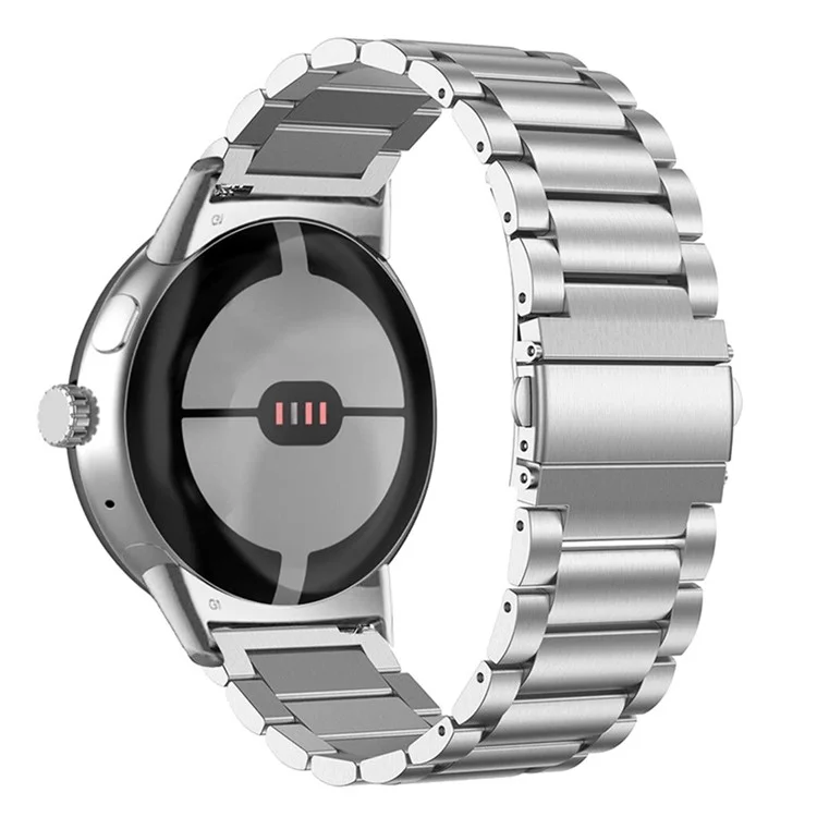 Für Google Pixel Watch 3 41mm / Watch 2 / Pixel Watch Stylish 3 Beads 316 Edelstahl Smart Watch Band Polierte Austausch-Armbanduhr - Silber