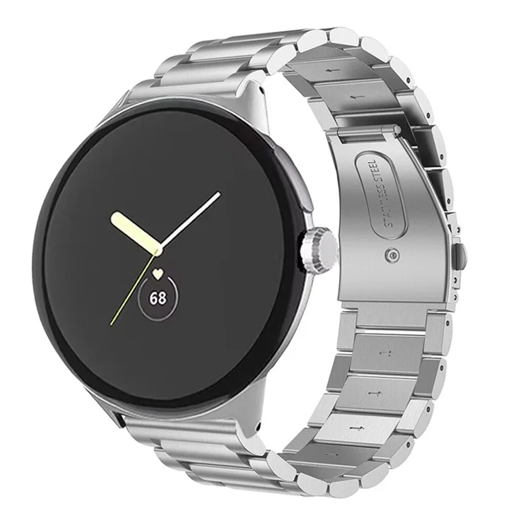 Für Google Pixel Watch 3 41mm / Watch 2 / Pixel Watch Stylish 3 Beads 316 Edelstahl Smart Watch Band Polierte Austausch-Armbanduhr - Silber