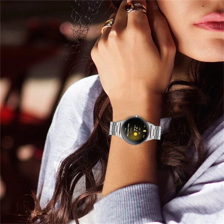 Für Google Pixel Watch 3 41mm / Watch 2 / Pixel Watch Stylish 3 Beads 316 Edelstahl Smart Watch Band Polierte Austausch-Armbanduhr - Silber