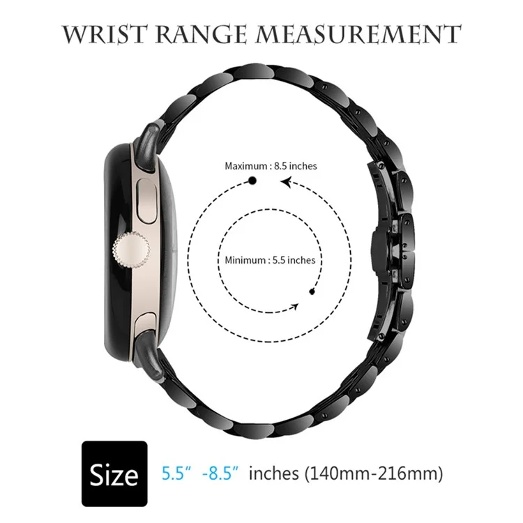 Для Google Pixel Watch 3 41 мм / Watch 2 / Pixel Watch Luxury Stainless Steel 7 Beads Replacement Wrist Band Smart Watch Strap - Черный