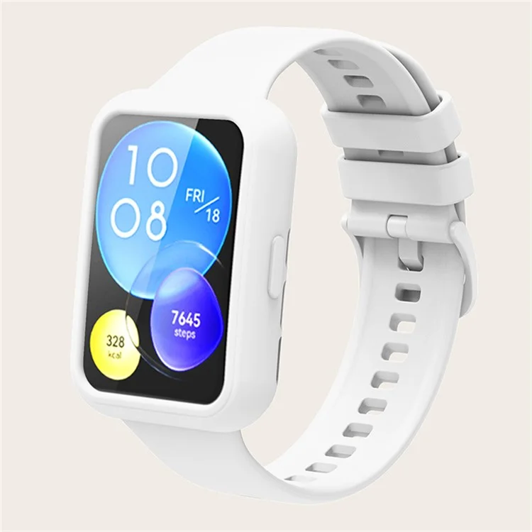Per Huawei Watch Fit 2 Cinturino in silicone morbido sostitutivo Sport con telaio protettivo - Bianco