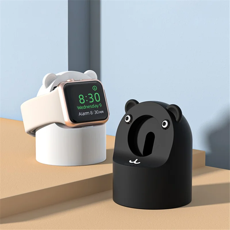 For Apple Watch Cute Bear Charger Holder Smart Watch Silicone Charging Stand Base - Baby Blue