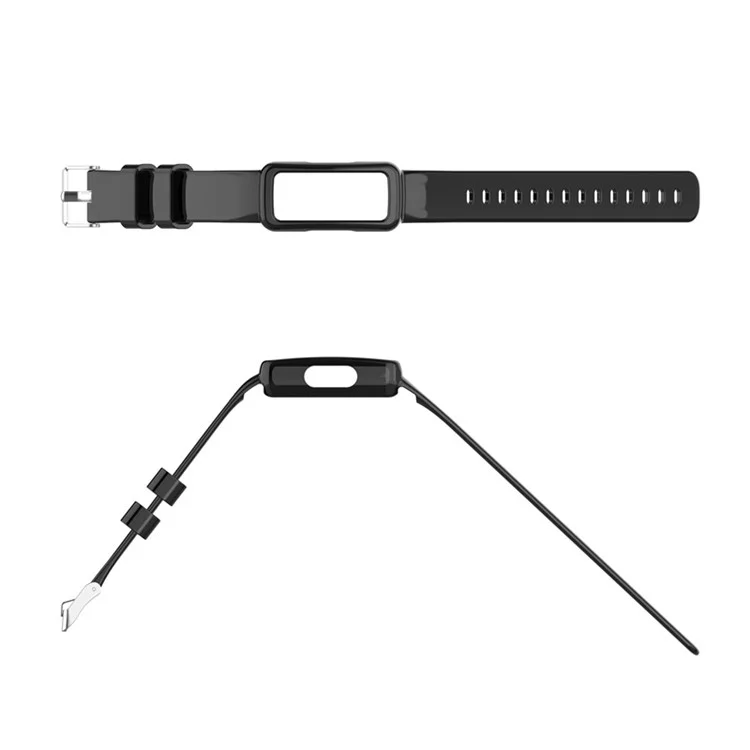 Integrated Smart Watch Strap for Fitbit Inspire 3, Silicone Watchband Adjustable Strap with Watch Case - Black