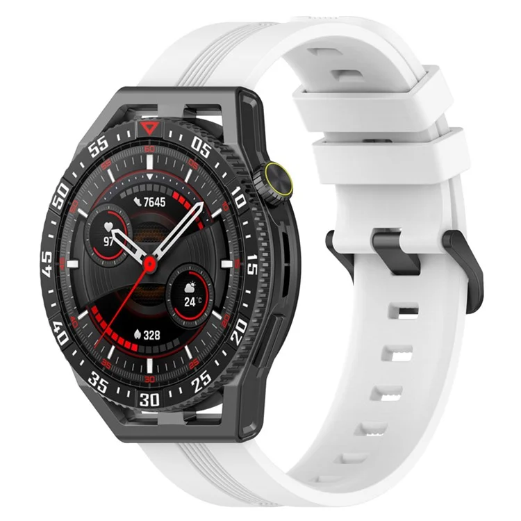 22mm Sport Style Smart Watch Bands for Huawei Watch GT3 SE / Watch GT, Textured Silicone Wrist Strap Watchband Replacement - White