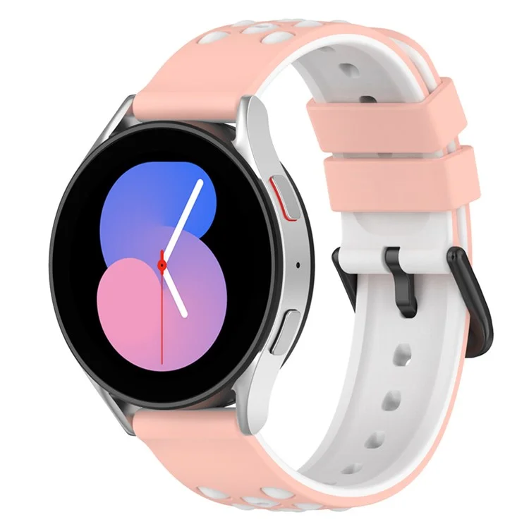 22mm Smart Watch Bands for Huawei Watch Buds / GT2 / GT / GT2 Pro / Garmin Vivoactive 4 / Forerunner 255, Dual Color Universal Silicone Watchband - Pink White