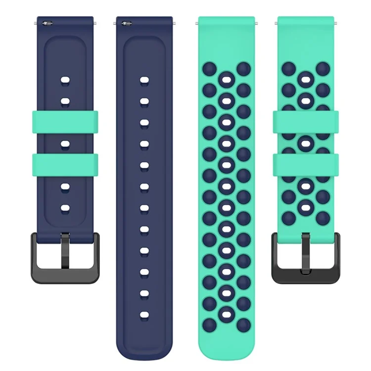 22mm Smart Watch Bands for Huawei Watch Buds / GT2 / GT / GT2 Pro / Garmin Vivoactive 4 / Forerunner 255, Dual Color Universal Silicone Watchband - Teal Midnight Blue