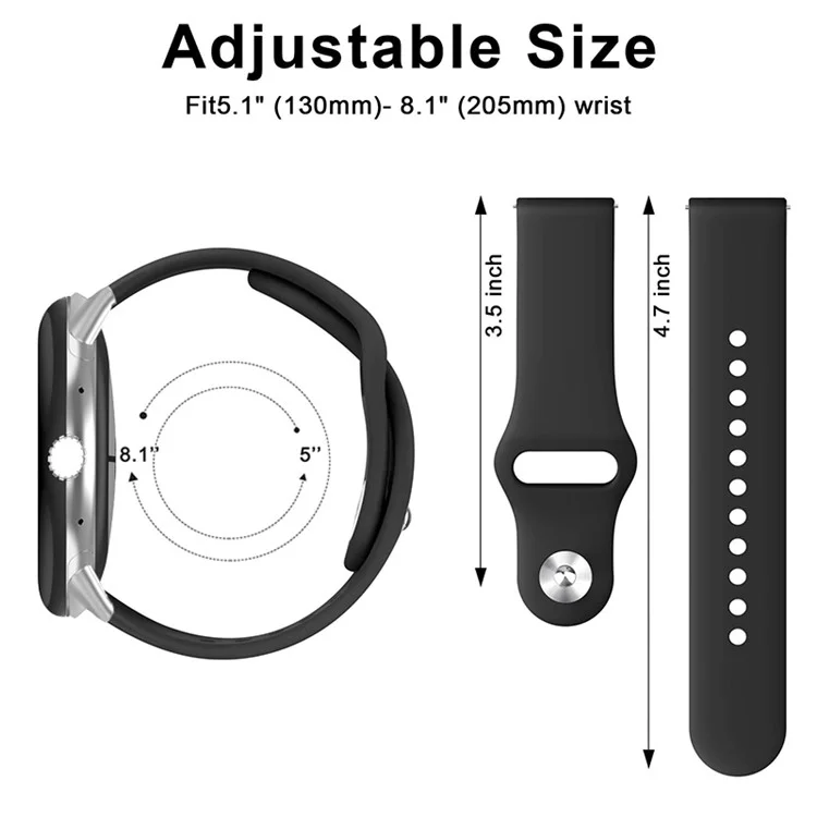 Pour Google Pixel Watch 3 41mm / Watch 2 / Pixel Watch Silicone Sport Watch Band Quick Release Breathable Strap Wristband - Noir